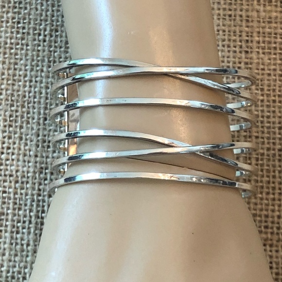 Silpada Sterling Wide Criss Cross Cuff Bracelet - Picture 2 of 7